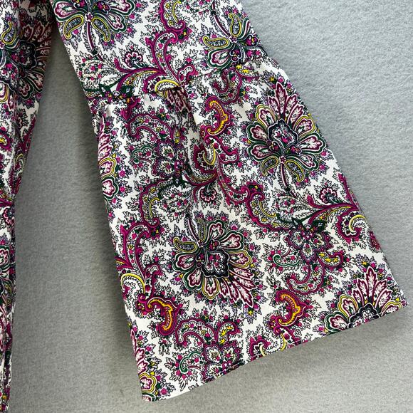 J. Crew Top Women's XS Multi Color Paisley Print Long Sleeve Business Casual - Picture 3 of 9